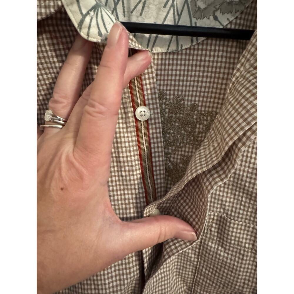 English Laundry Mens 100% Cotton Button Down Shirt Embroidered Crest Brown L - Picture 7 of 10
